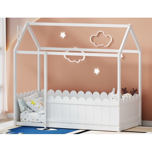 Kids House Bed Frame by Artiss - Rock Theme - Solid Pine Wood Build