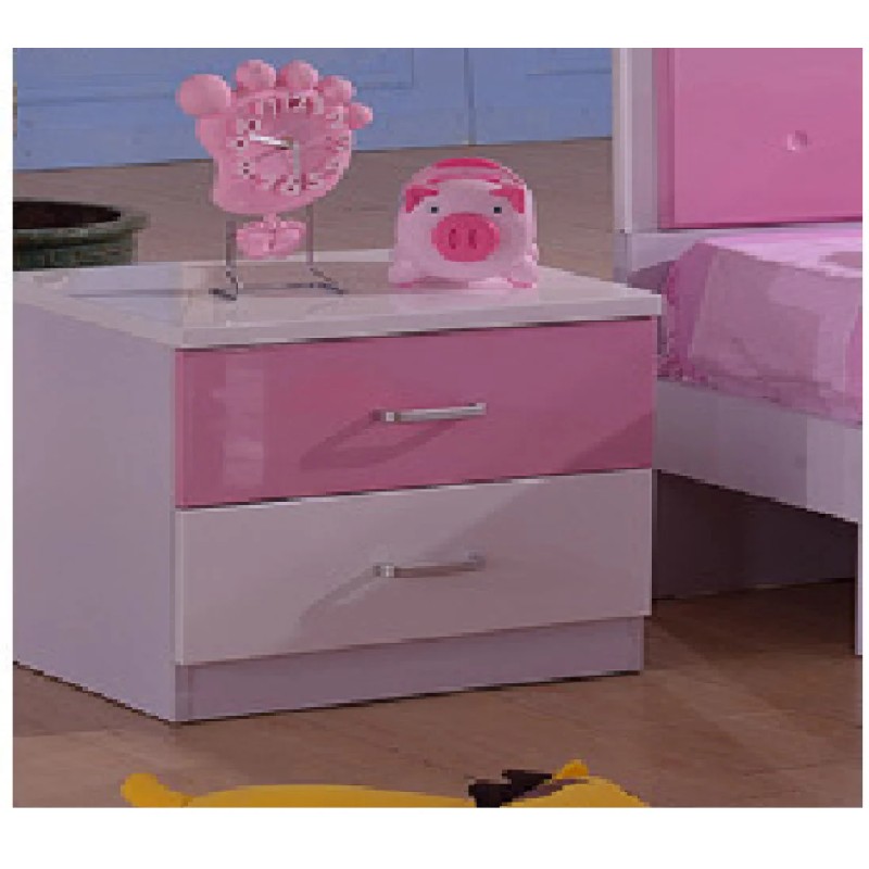Starry Charm Kids Bedside Table – Vibrant Pink & White Design with Durable Storage Drawers